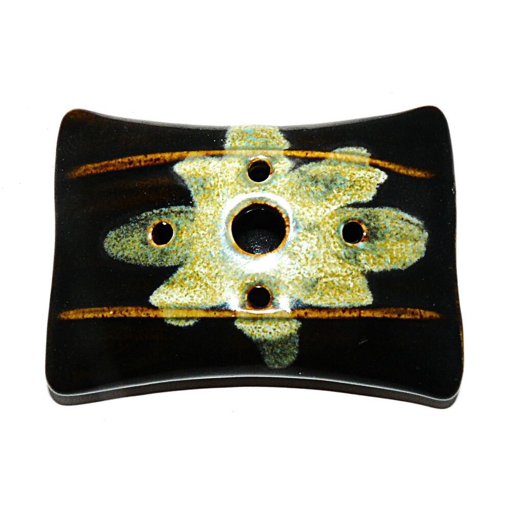 Vintage Handcrafted Tennessee Pottery Ceramic Flower Frog Rustic Glaze Boho